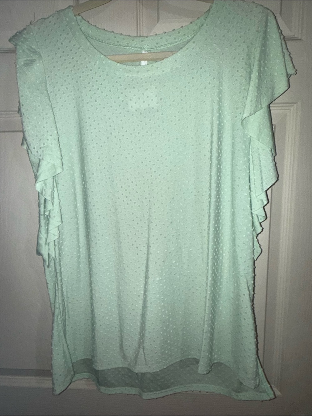 My Story Mint Dot Ruffle Sleeve Blouse